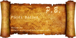 Pálfi Bálint névjegykártya